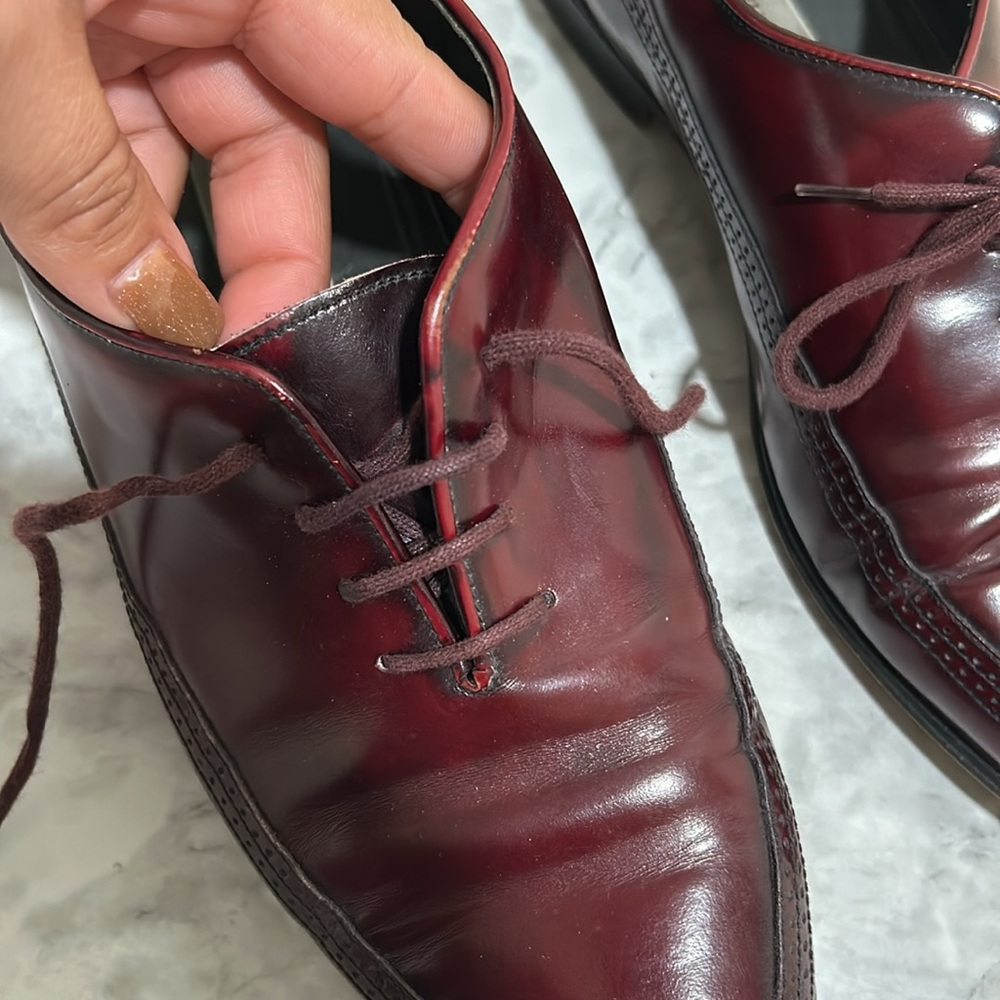 BRUNO MAGLI STEWARD MENS DRESS SHOES LEATHER MADE IN ITALY BURGUNDY Sz 9 - Picture 4 of 11